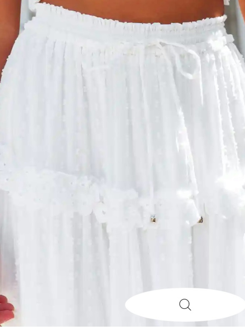 NWOT Vici Off White Tiered Midi Skirt with Drawstring Waist - Picture 3 of 8
